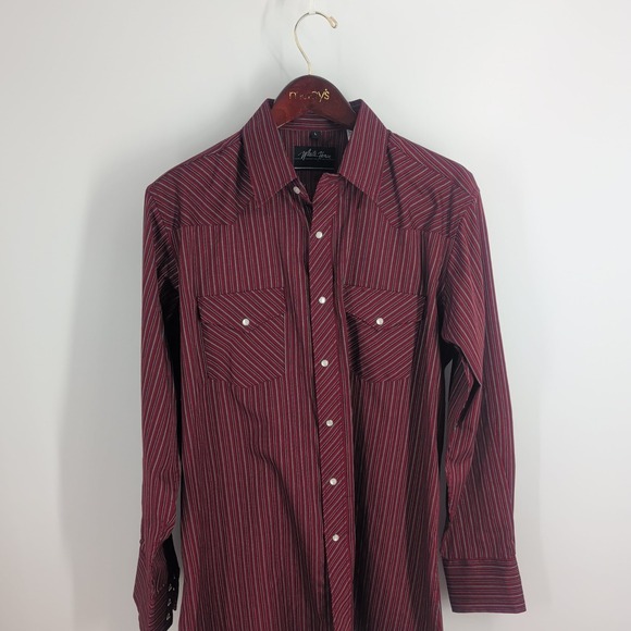 White Horse Other - White Horse Pearl Snap Flap Pockets Western Classic Shirt Maroon Red Size L